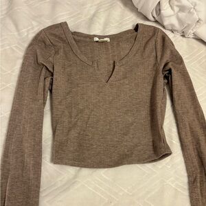 Brown Long Sleeve Women's Top